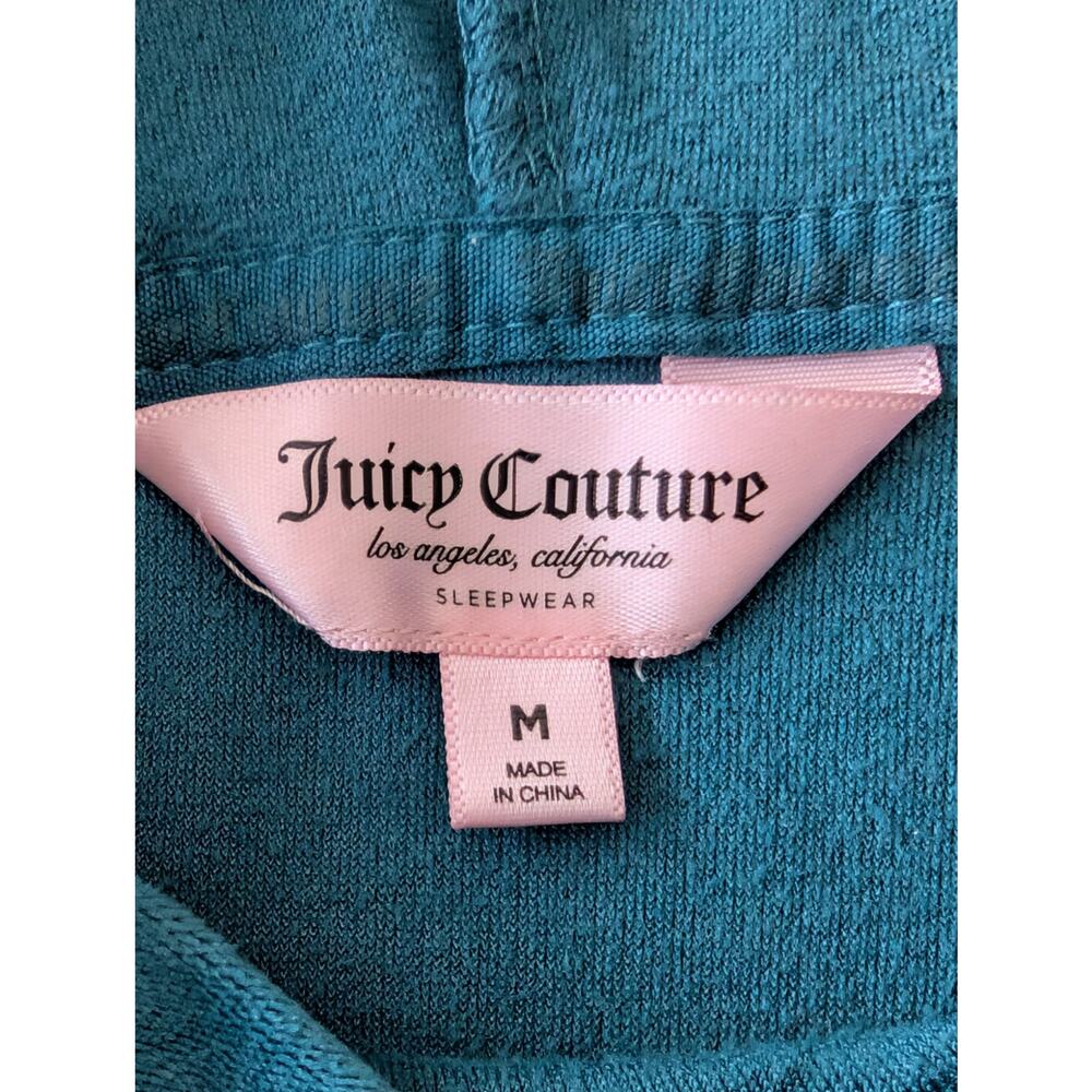 Juicy Couture Teal Velour Rhinestone Lounge Set Cropped Hoodie Joggers M - Picture 8 of 11